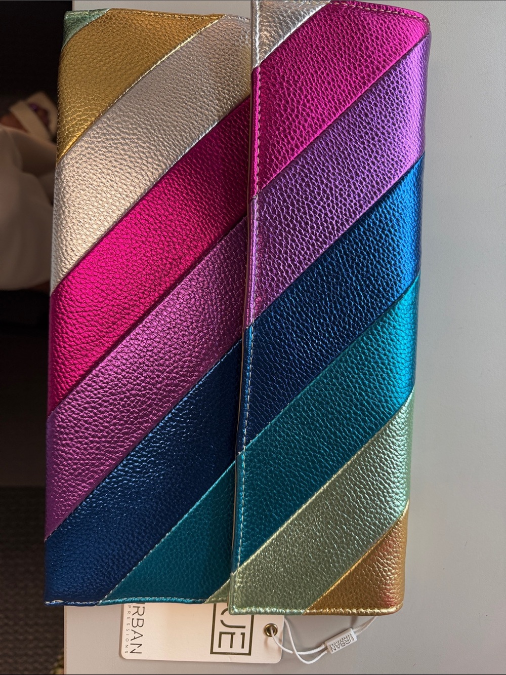 Metallic Rainbow Stripe Eyeglass Case - Multicolor